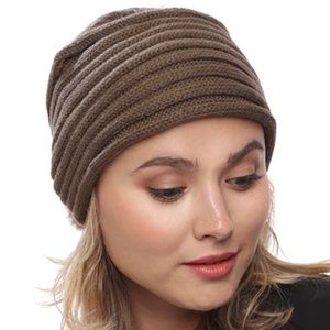 Fur Ball Knit Head Band Taupe